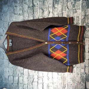 Vintage | Liz Wear 80s Oversized Wool Blend Preppy Collegiate Cardigan Sweater